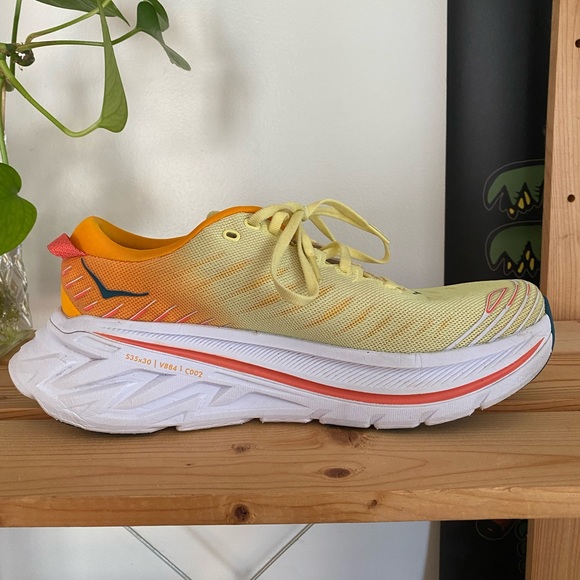 Hoka One One Bondi X Yellow Orange Athletic Running Sneakers Shoes - Picture 3 of 13